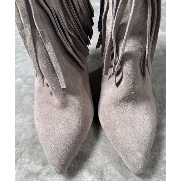 Very Volatile Massy Gray Suede Fringe Western Ankle Boots Booties Womens 7.5 - Picture 8 of 8